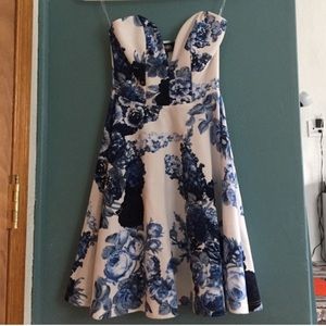 Blue floral Lulu’s strapless dress